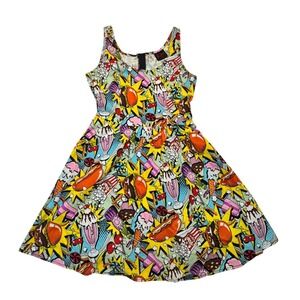 ModCloth Folter Pop Art Retro Dress Small Snack Attack Food Comic 100% Cotton